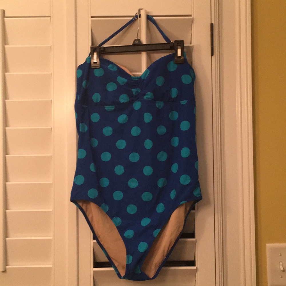 Delia’s Blue Polka Dot One-piece Swimsuit // sz XL